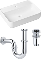 Комплект Накладная раковина Lavinia Boho Bathroom Sink Slim 33311008 + Донный клапан Wellsee Drainage System 182134000 хром + Сифон 182102000 хром