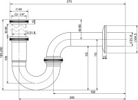 Комплект Накладная раковина Lavinia Boho Bathroom Sink Slim 33311008 + Донный клапан Wellsee Drainage System 182134000 хром + Сифон 182102000 хром