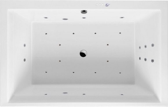 Акриловая ванна Excellent Crown Lux WAEX.CRO19.ULTRA 190x120 см, пристенная, с гидромассажем, белая, с каркасом, для двоих, со сливом-переливом