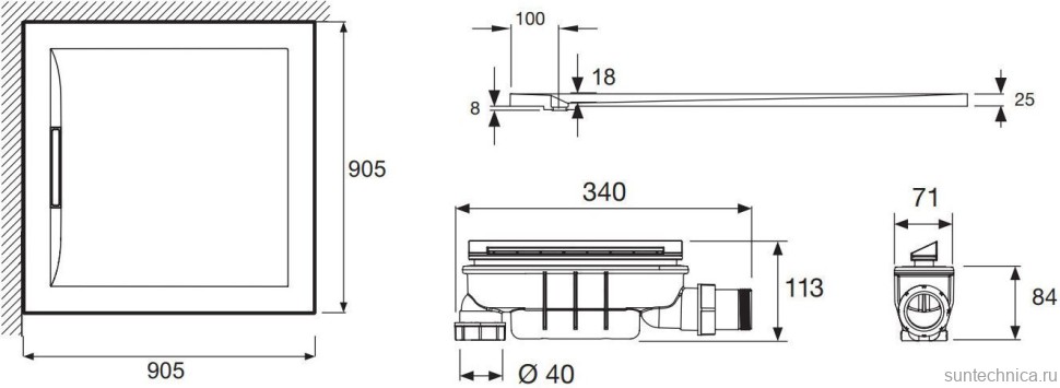 Поддон для душа Jacob Delafon Flight Pure E62321-00 90х90