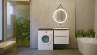 Мебель для ванной комнаты Jorno Wood 120, белая, подвесная, под стиральную машину