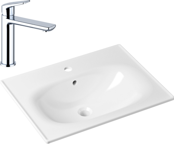 Комплект Раковина Lavinia Boho Bathroom Sink 33312010 + Смеситель Wellsee ICON! for life 182301000 хром