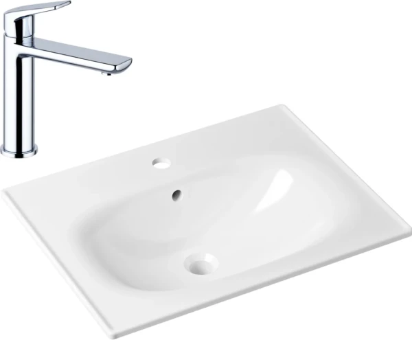 Комплект Раковина Lavinia Boho Bathroom Sink 33312010 + Смеситель Wellsee ICON! for life 182301000 хром
