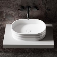 Накладная раковина Abber Stein AS2650 56 матовая белая, овальная, искусственный камень