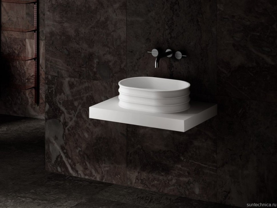 Накладная раковина Abber Stein AS2650 56 матовая белая, овальная, искусственный камень