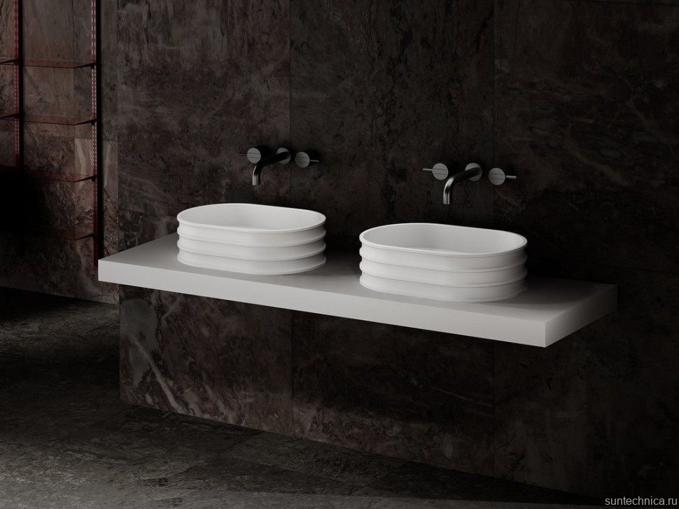 Накладная раковина Abber Stein AS2650 56 матовая белая, овальная, искусственный камень