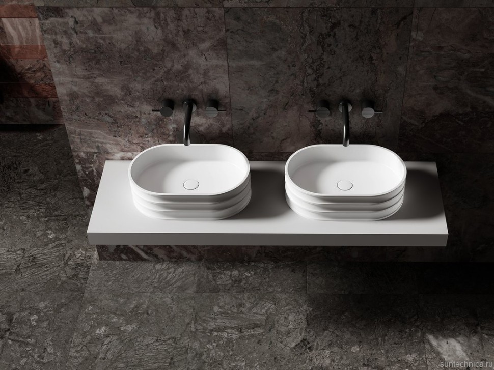 Накладная раковина Abber Stein AS2650 56 матовая белая, овальная, искусственный камень