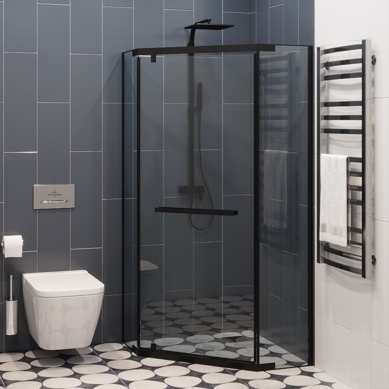 Душевой уголок Ceruttispa Chika ZP101B 100x100, профиль черный