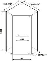 Душевой уголок Ceruttispa Chika ZP101B 100x100, профиль черный