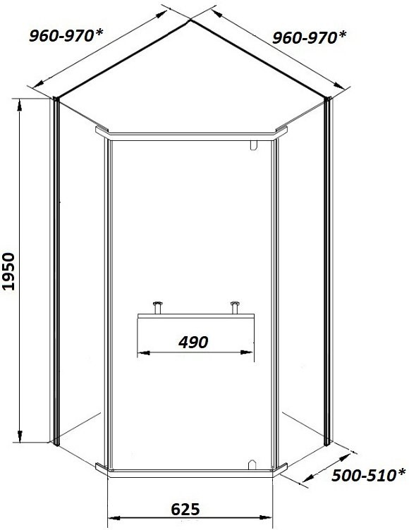 Душевой уголок Ceruttispa Chika ZP101B 100x100, профиль черный