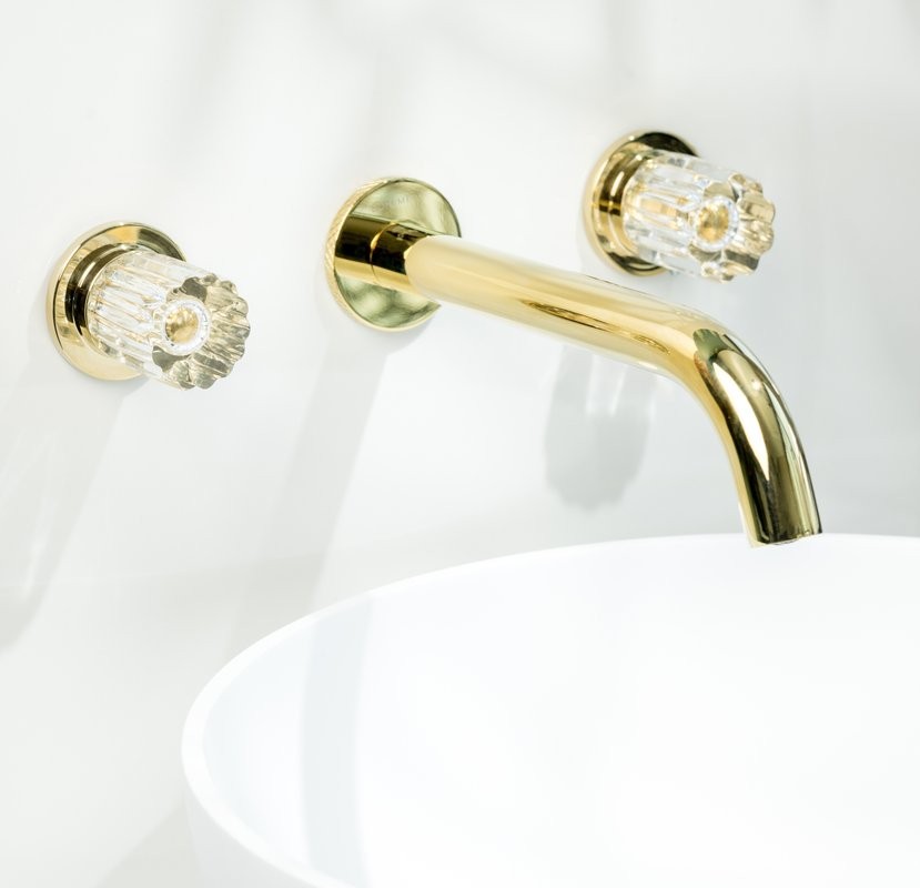 Смеситель для раковины Boheme Elegante 152-2-G-EL С ВНУТРЕННЕЙ ЧАСТЬЮ, золото