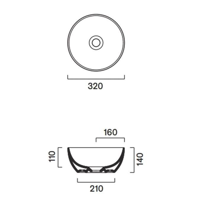 Накладная раковина Catalano Sfera 0523320001 32 глянцевая белая, круглая