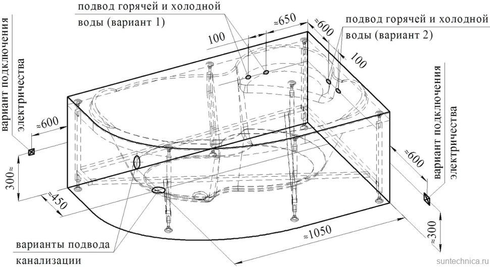Акриловая ванна Radomir Vannesa Massage Ирма 2-76-2-2-0-216 баланс, R 150x95 см, угловая, правая, пристенная, с гидромассажем, белая, асимметричная, с каркасом, с экраном, с сиденьем, со сливом-переливом, с полотенцедержателем