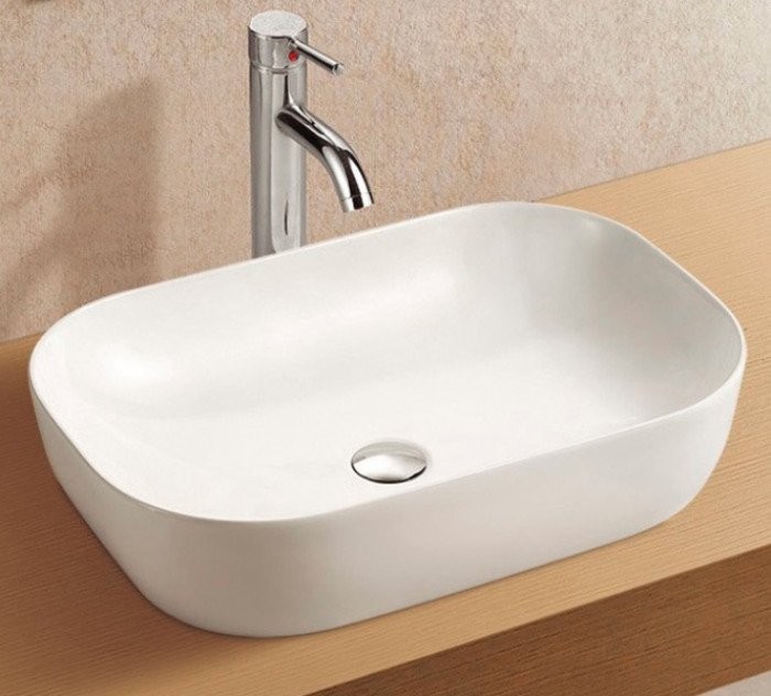 Накладная раковина AZARIO AZ-2143 49 глянцевая белая, прямоугольная, фаянс