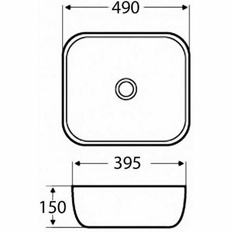 Накладная раковина AZARIO AZ-2143 49 глянцевая белая, прямоугольная, фаянс