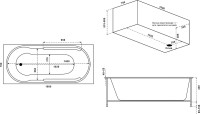Акриловая ванна Bas Гоа 160x70 см, пристенная, белая, с каркасом
