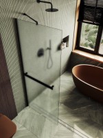 Душевая перегородка Maybahglass MGD-737-6ш 89 см, профиль черный, стекло сатин