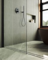 Душевая перегородка Maybahglass MGD-706-6ш 69 см, профиль черный, стекло сатин