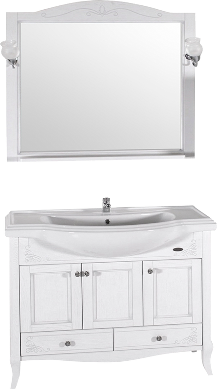 Мебель для ванной комнаты ASB-Woodline Салерно 105 белая, патина серебро