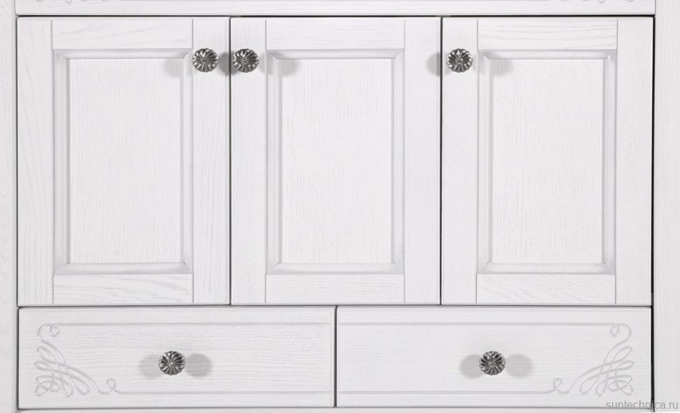 Мебель для ванной комнаты ASB-Woodline Салерно 105 белая, патина серебро