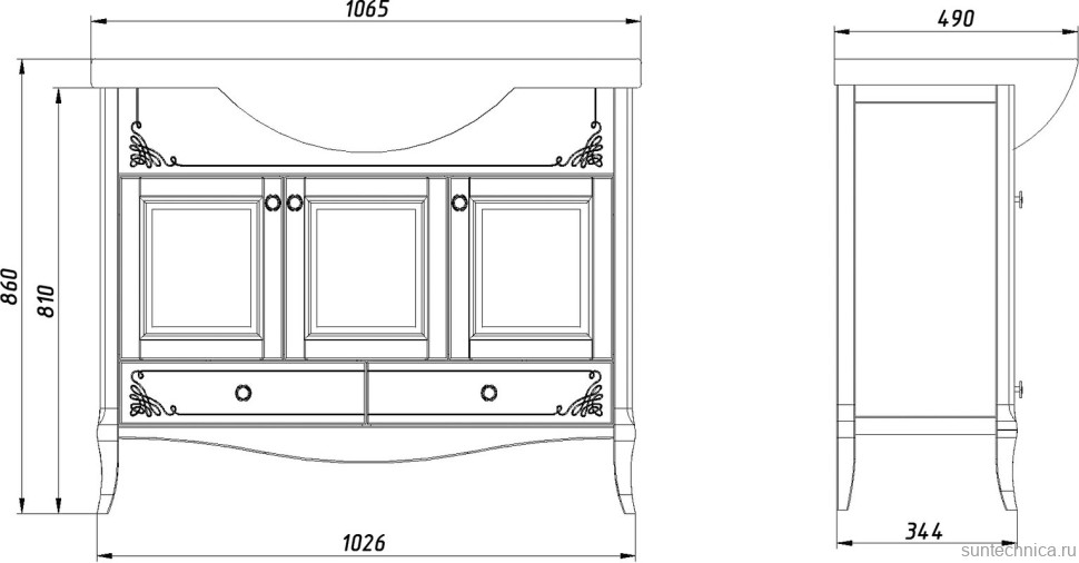 Мебель для ванной комнаты ASB-Woodline Салерно 105 белая, патина серебро