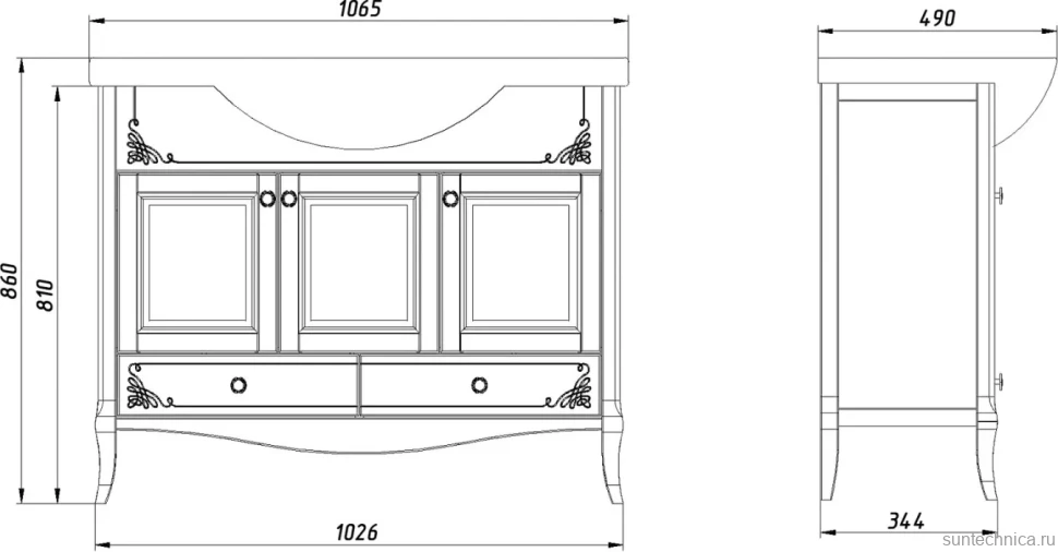 Мебель для ванной комнаты ASB-Woodline Салерно 105 белая, патина серебро