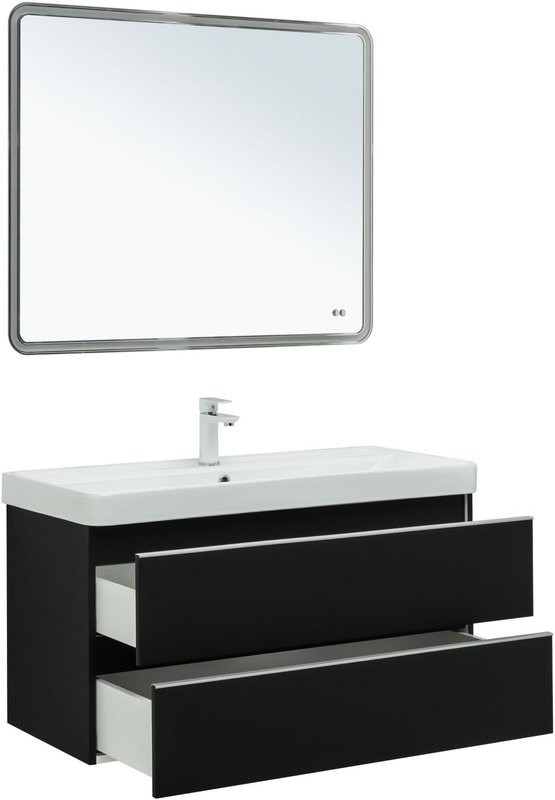 Тумба под раковину без столешницы Aquanet Вега 100 подвесная, черная