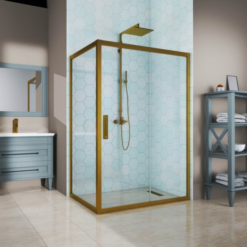 Душевой уголок Kubele DE019 R-CLN-BR 95х75 см, профиль бронза