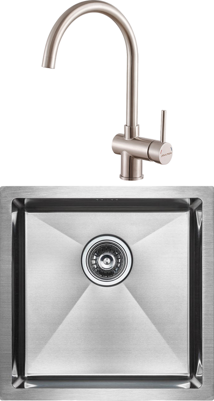 Комплект Мойка Paulmark Gerberg PM254444-BS брашированная нержавеющая сталь + Смеситель Bend Be212066-SS