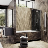 Шторка на ванну Maybahglass MGV-918-4 99 см, профиль хром, стекло графит