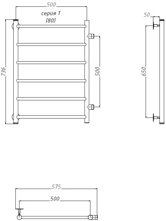 Полотенцесушитель водяной Тругор Аспект ПМ 1 ЛЦ6 50x80x50