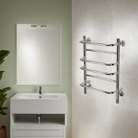 Полотенцесушитель электрический Comfysan Puro EC-6 60x45 см, скрытое подключение справа, слева, хром, лесенка, из стали, с полкой