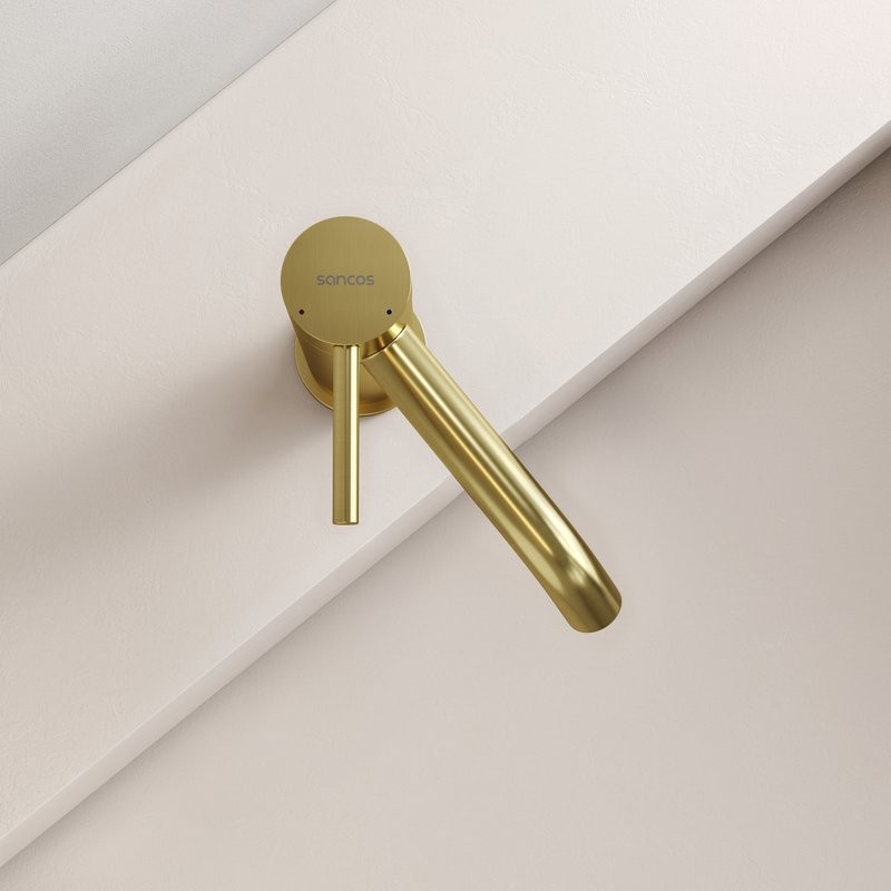 Смеситель для раковины Sancos Etna, брашированное золото, PVD покрытие, SC9001BG