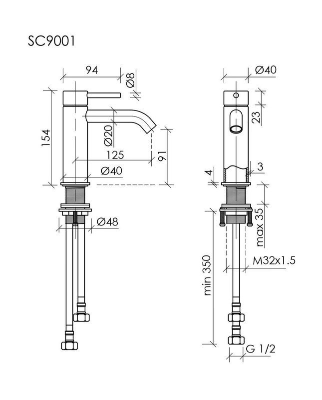 Смеситель для раковины Sancos Etna, брашированное золото, PVD покрытие, SC9001BG