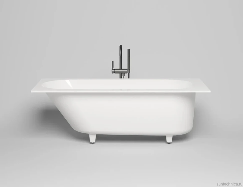Ванна из искусственного камня Salini Ornella Kit S-Sense 170x80 см, встраиваемая, белая, на ножках, со сливом-переливом