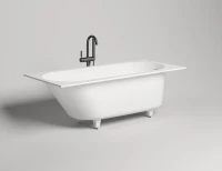 Ванна из искусственного камня Salini Ornella Kit S-Sense 170x80 см, встраиваемая, белая, на ножках, со сливом-переливом