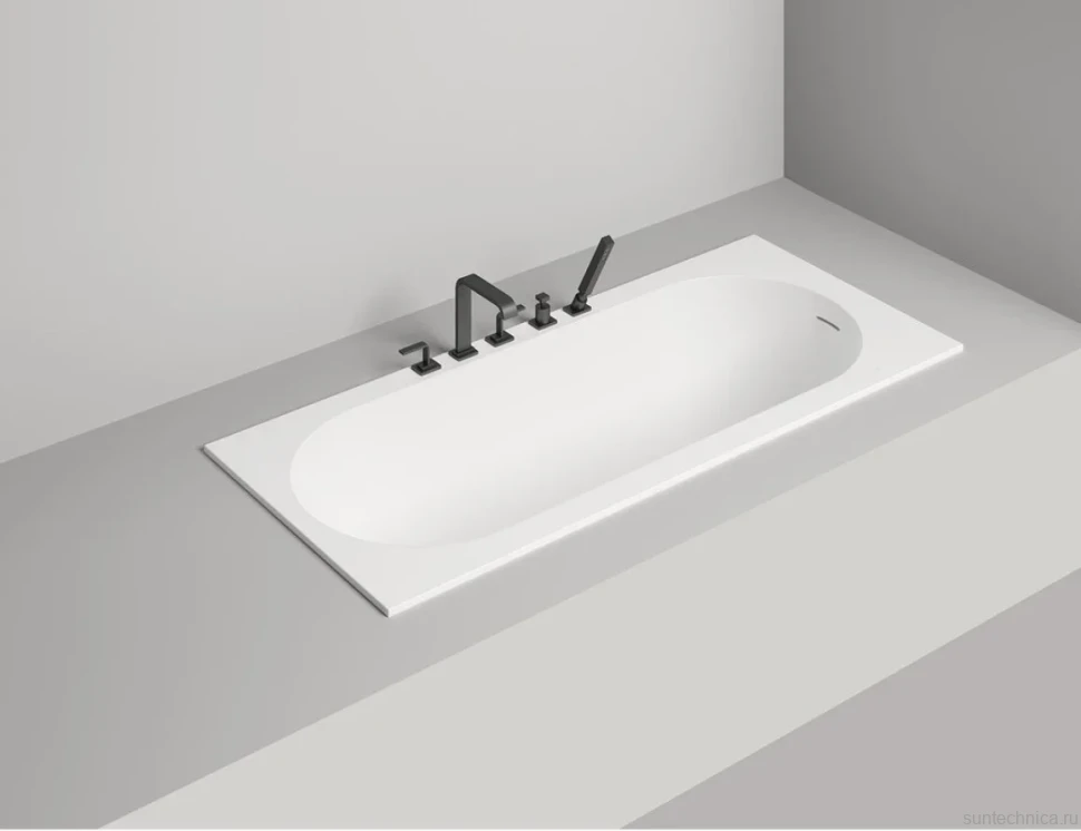 Ванна из искусственного камня Salini Ornella Kit S-Sense 170x80 см, встраиваемая, белая, на ножках, со сливом-переливом