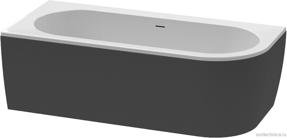 Акриловая ванна Cezares Slim SLIM CORNER-180-80-60-L-NERO-SET 180x80 см, левая, пристенная, черная матовая, асимметричная, с каркасом, со сливом-переливом