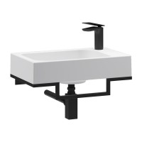 Консоль с раковиной Belux Темпо 50 L подвесная, цвет консоли черный, сифон квадратный, черный