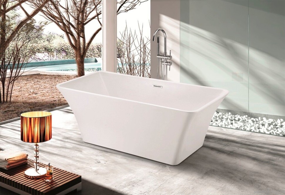 Акриловая ванна Esbano Cordoba 170x75 см, отдельностоящая, белая, со сливом-переливом
