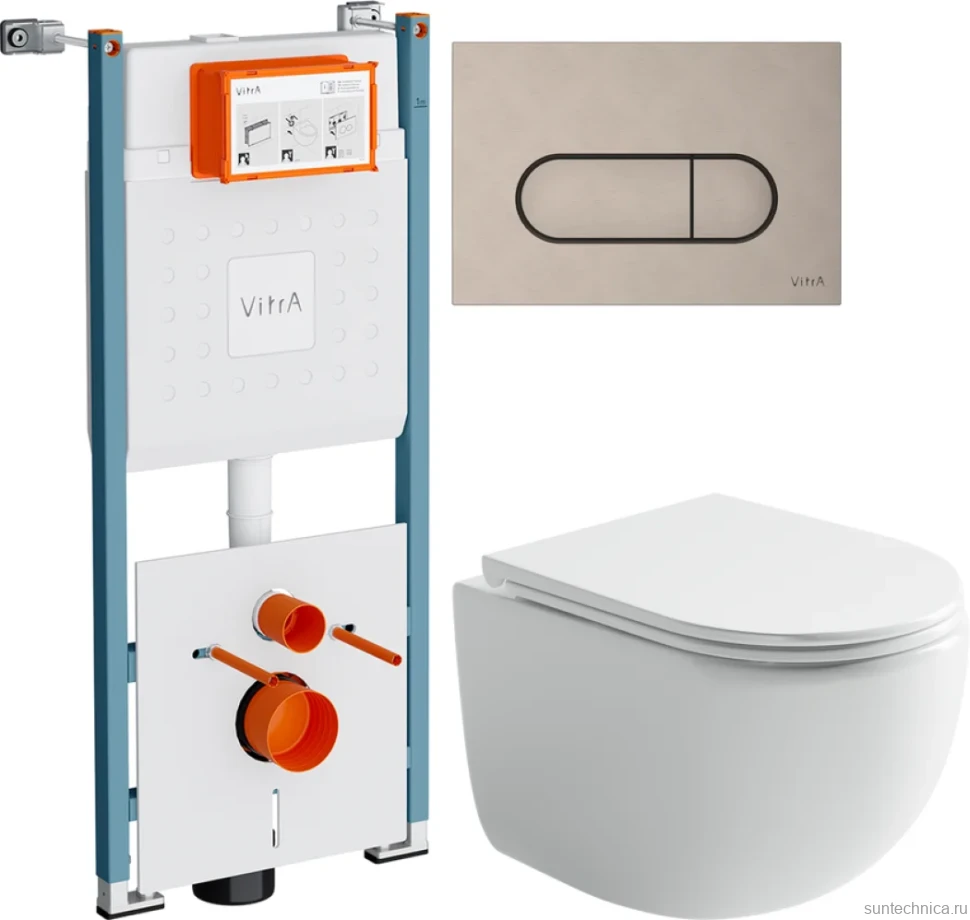 Комплект Унитаз подвесной Ceramicanova UP Rimless CN4007 белый + Инсталляция VitrA V-Fix Core 732-5800-01PV + Кнопка Root Round 740-2295 никель