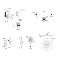Душевой комплект WHITECROSS Y YSET12TOPBL С ВНУТРЕННЕЙ ЧАСТЬЮ, черный матовый