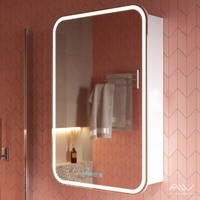 Зеркало-шкаф Alavann Lana 60х80 R с подсветкой, антизапотеватель, часы