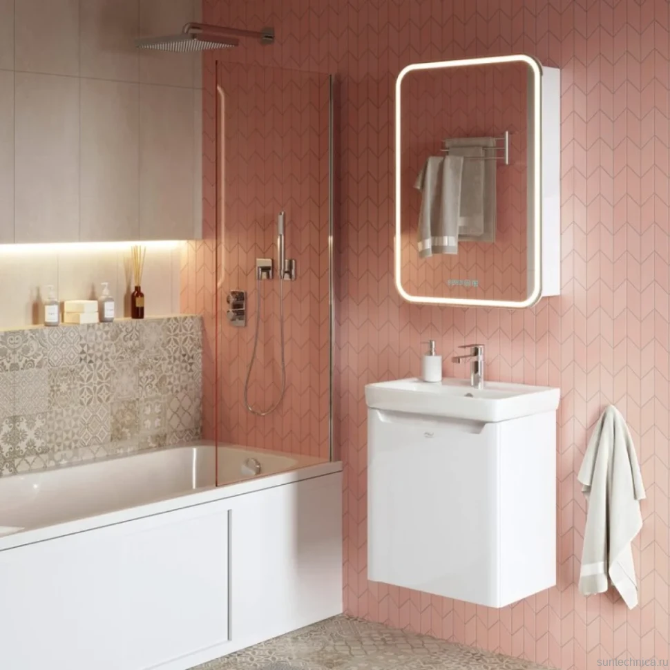 Зеркало-шкаф Alavann Lana 60х80 R с подсветкой, антизапотеватель, часы
