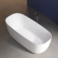Акриловая ванна Vincea VBT-631 170x75 см, отдельностоящая, белая, овальная, со сливом-переливом, с донным клапаном