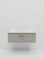 Тумба под раковину со столешницей La Fenice Cubo 100 подвесная, бежевая матовая, столешница белый мрамор