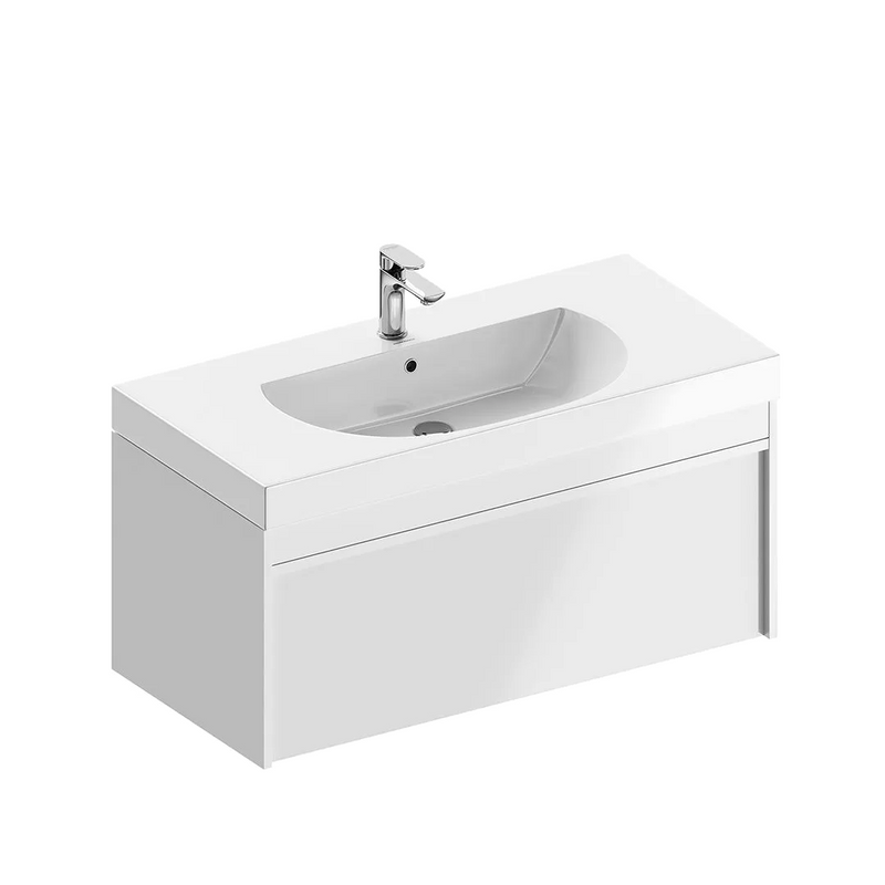 Тумба с раковиной KERAMA MARAZZI Modula 100 подвесная, белая глянцевая, раковина Buongiorno 100