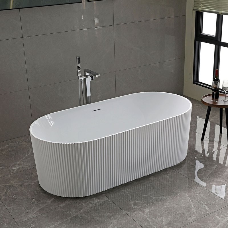 Акриловая ванна Vincea VBT-426-1700 170x80 см, отдельностоящая, белая, овальная, с каркасом, со сливом-переливом