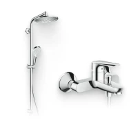 Душевой комплект Смеситель Hansgrohe Logis E 71403000 + Стойка Crometta S 240 1jet Showerpipe Rеno 27270000 EcoSmart