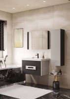 Тумба под раковину без столешницы AQUATON Ар-Деко 85 подвесная, 2 ящика, серый кобальт